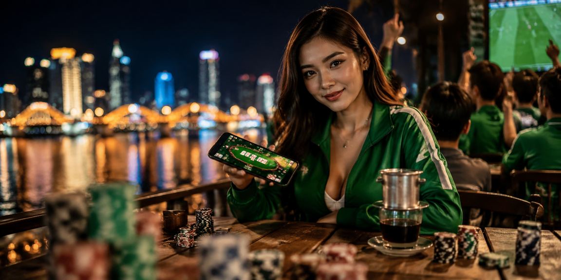 Nhóm bạn Đà Nẵng chơi bài đổi thưởng online bên ly cà phê buổi chiều