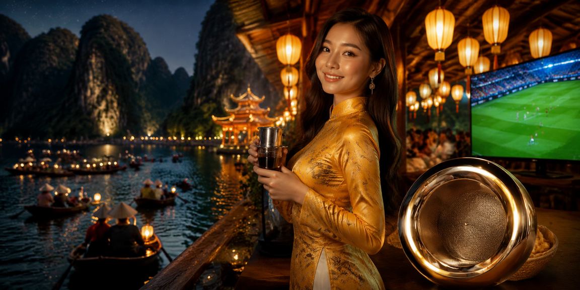 Người chơi theo dõi kết quả cá cược bóng đá ở Ninh Bình trong trang phục áo dài